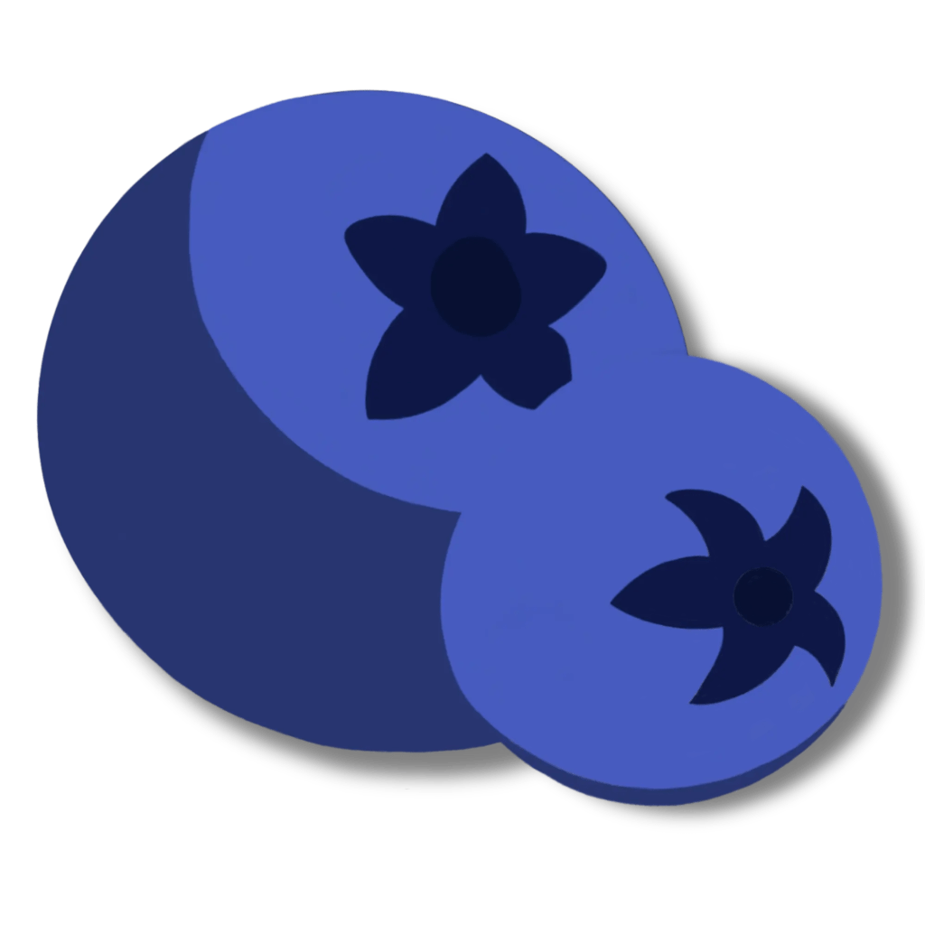 Two cartoon blueberries